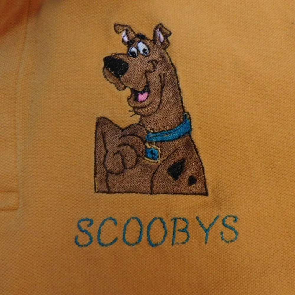 Old Navy Large Regular Fit Scooby Doo Embroidered Polo Shirt Orange - Picture 5 of 6